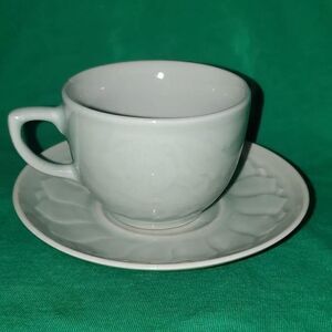 Vintage Longquan Celadon Koi Carp Fish Tea Cup Saucer 6 0z.